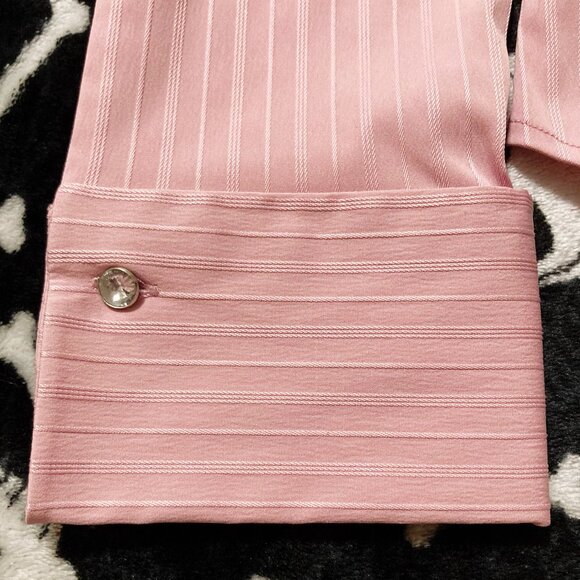 JESSICA Dusty rose pink vertical striped button-down shirt ~ MEDIUM LARGE blouse - Picture 5 of 14